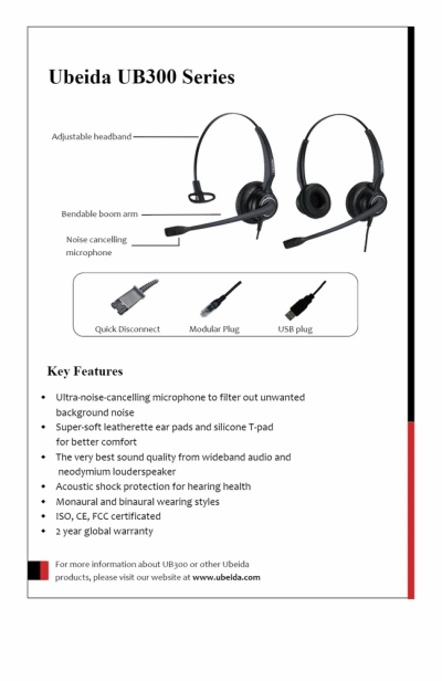 UB300DNC Ubeida Call center Headset - Image 6