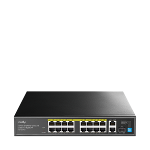 16-Port 10/100M PoE+ Switch with 2 Uplink GbE and 1 Uplink SFP Slot, FS1018PS1 4.0