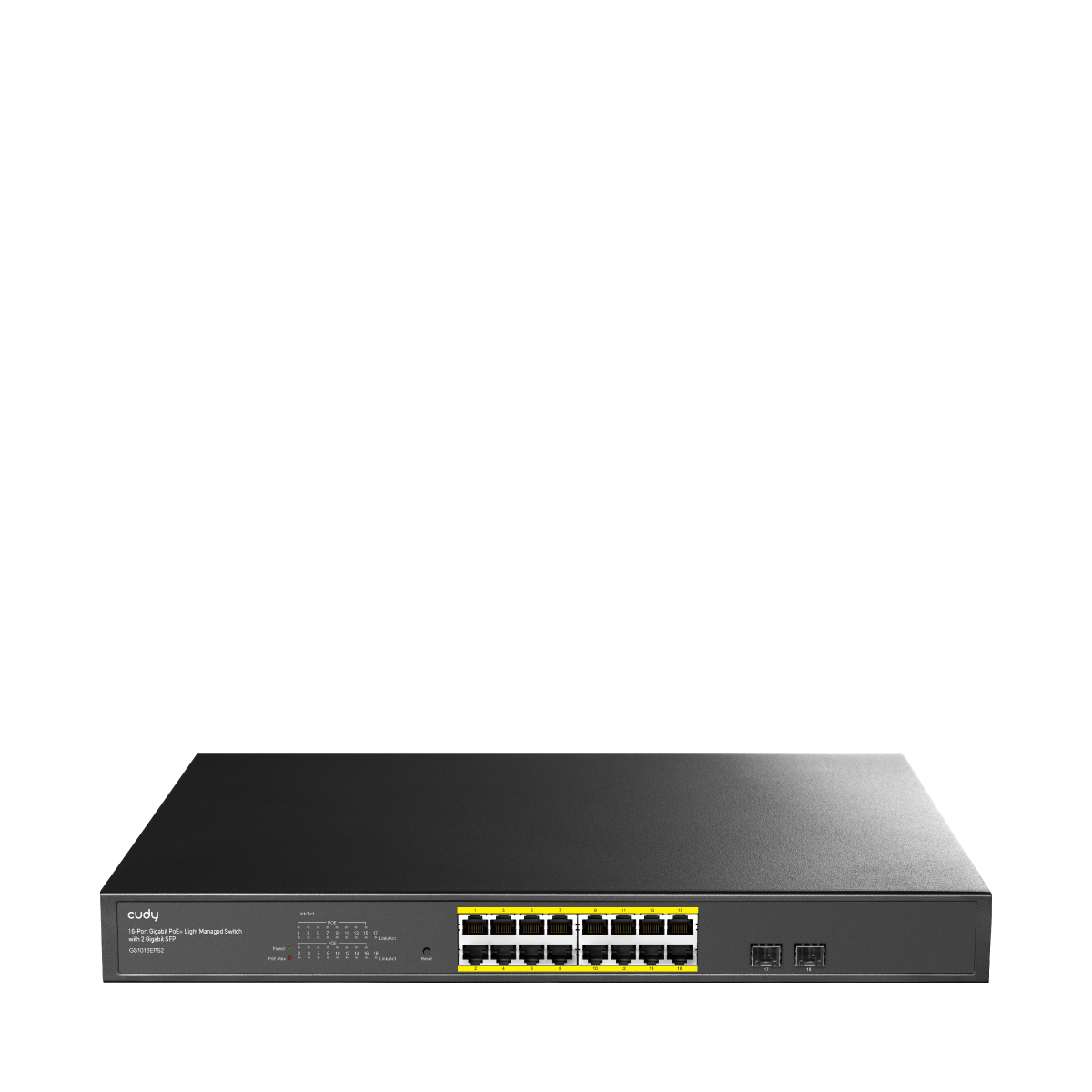 16-Port Gigabit Light Managed PoE+ Switch with 2 SFP, GS1016EPS2 1.0