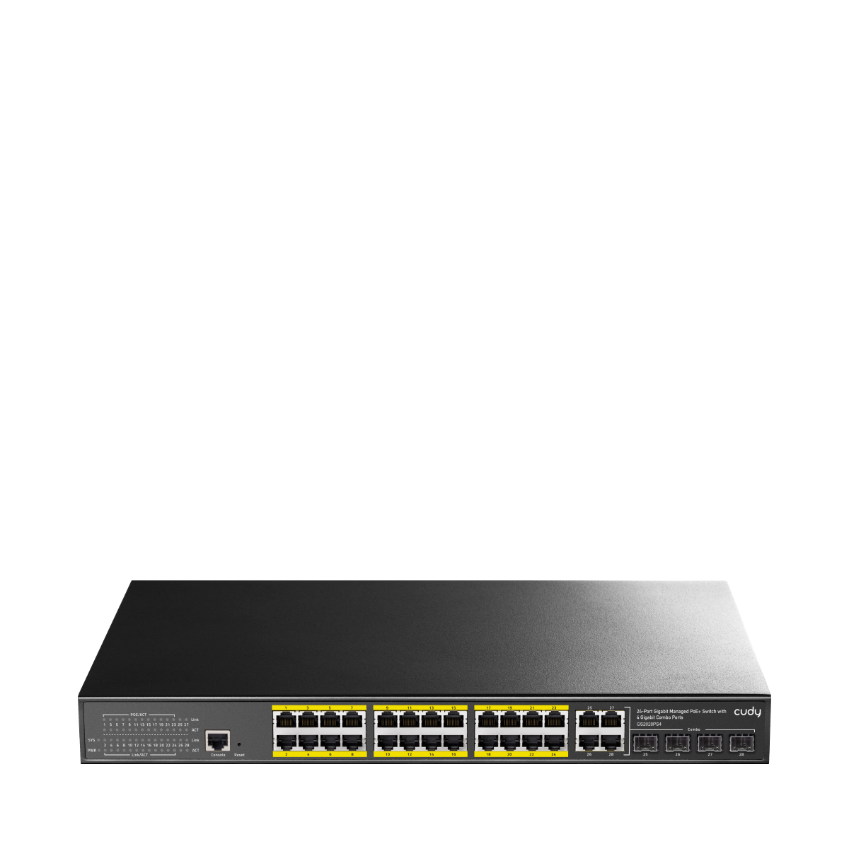 24-GbE PoE L2 Managed Switch with 4 Gigabit Combo Ports 400W, GS2028PS4 2.0