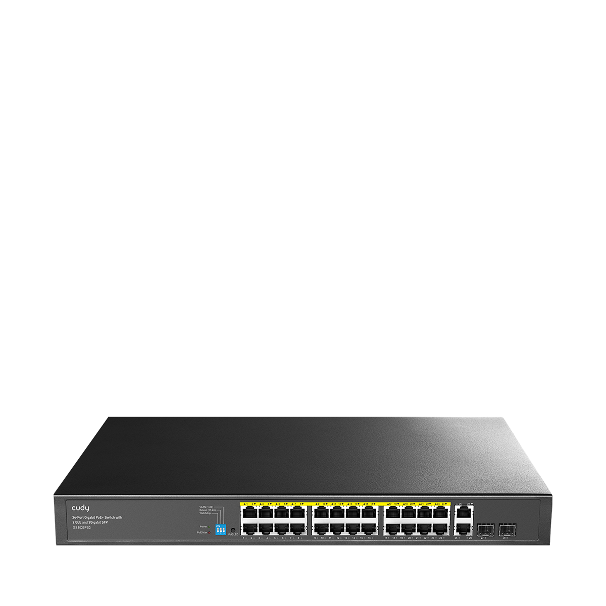 24-Port Gigabit PoE+ Switch with 2 GbE and 2 Gigabit SFP, GS1026PS2 3.0