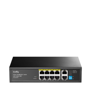 8-Port 10/100M PoE+ Switch with 2 Uplink GbE, FS1010PG 2.0