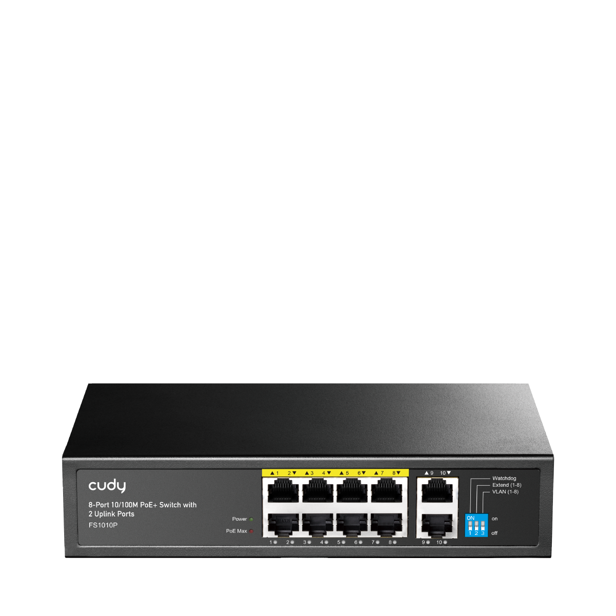 8-Port 10/100M PoE+ Switch with 2 Uplink Ports, FS1010P 3.0