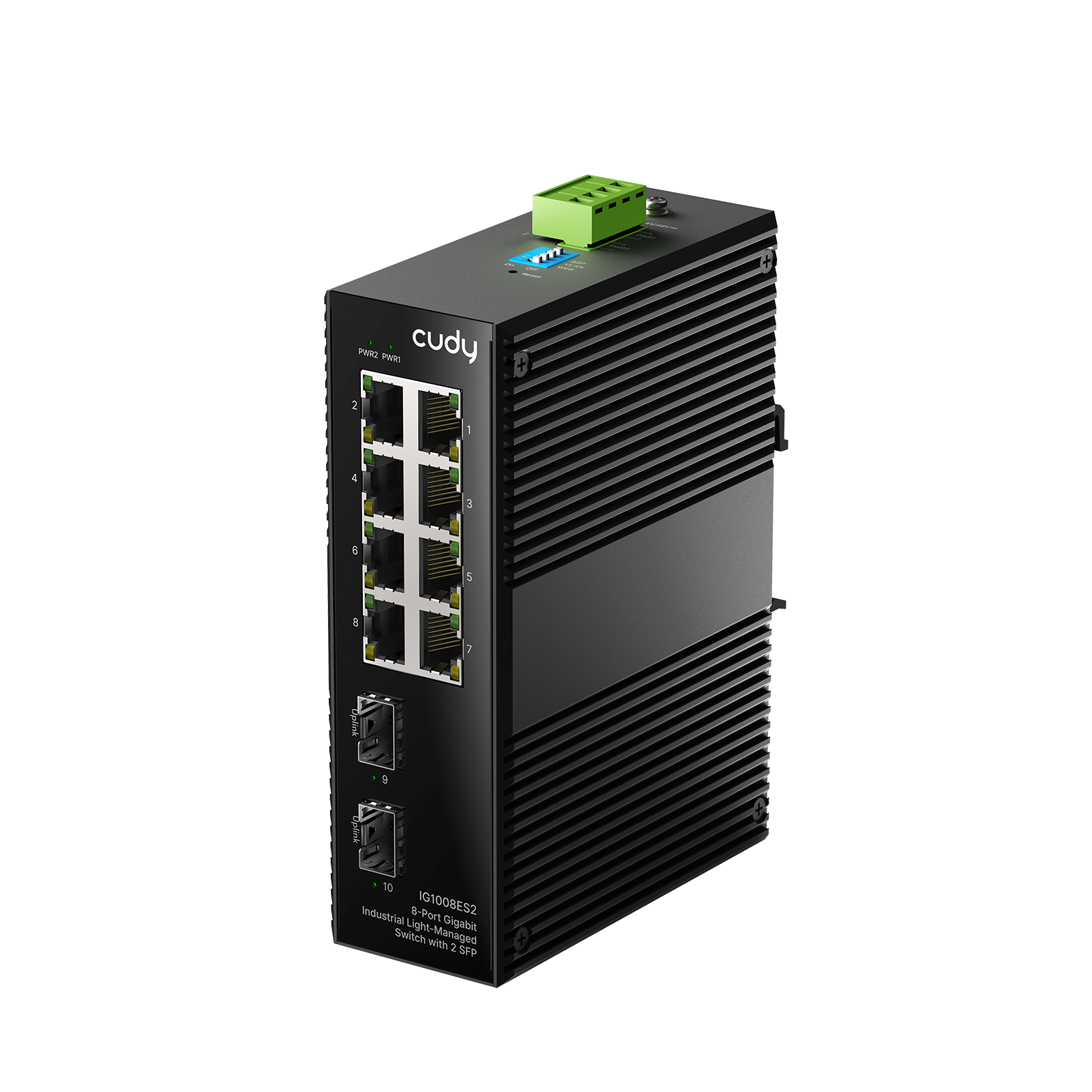 8-Port Gigabit Industrial Light-Managed Switch with 2 SFP, IG1008ES2 1.0