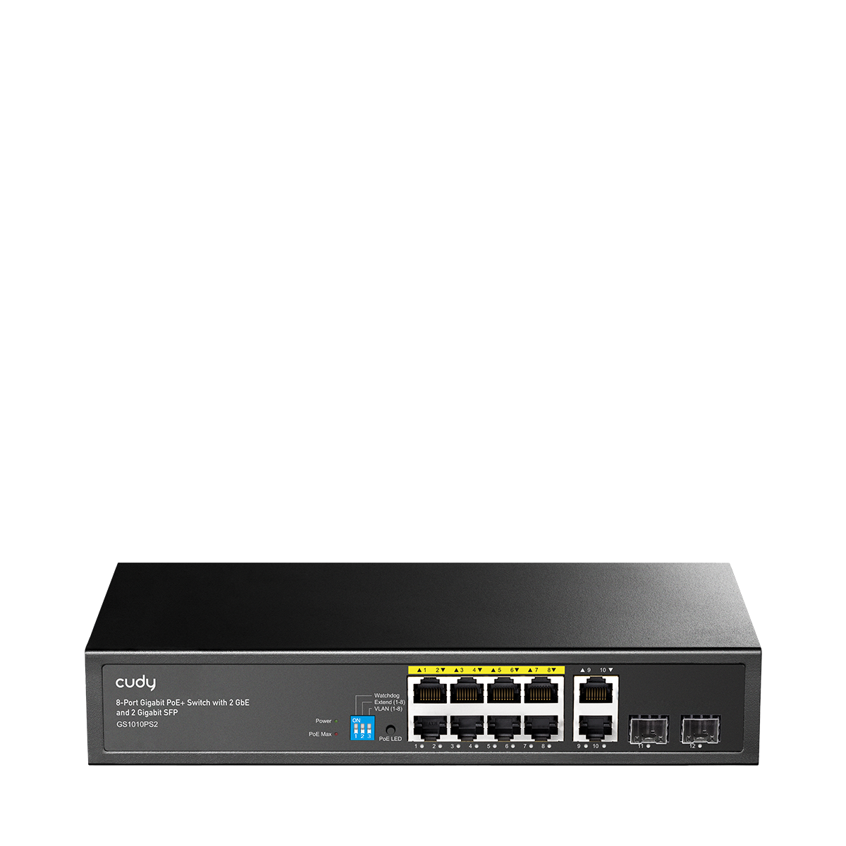 8-Port Gigabit PoE+ Switch with 2 GbE and 2 Gigabit SFP, GS1010PS2 2.0