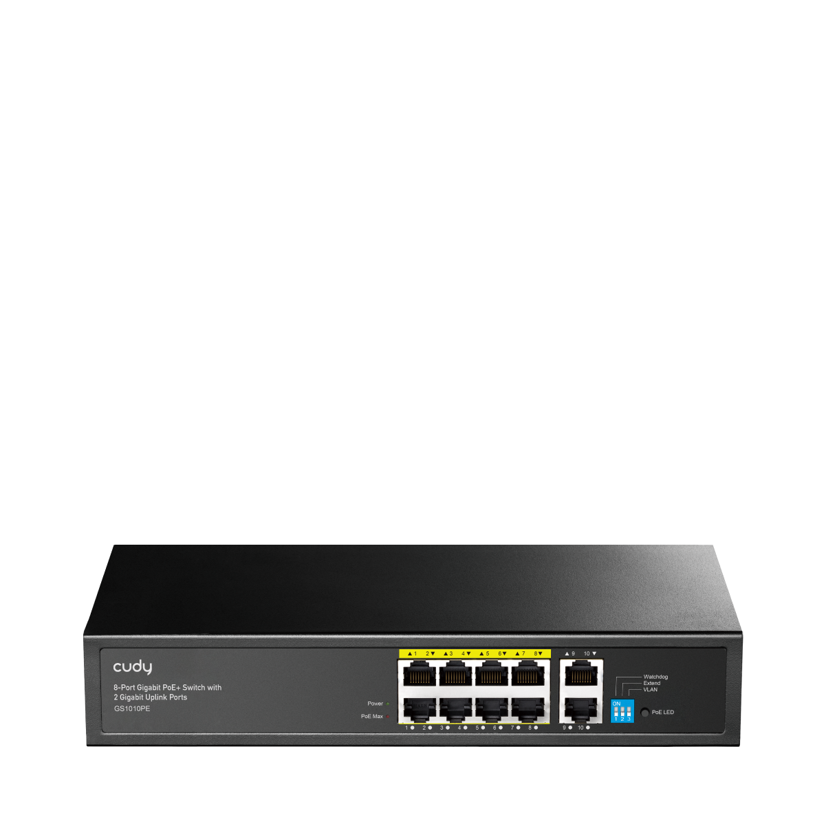 8-Port Gigabit PoE+ Switch with 2 Gigabit Uplink Port, GS1010PE 2.0