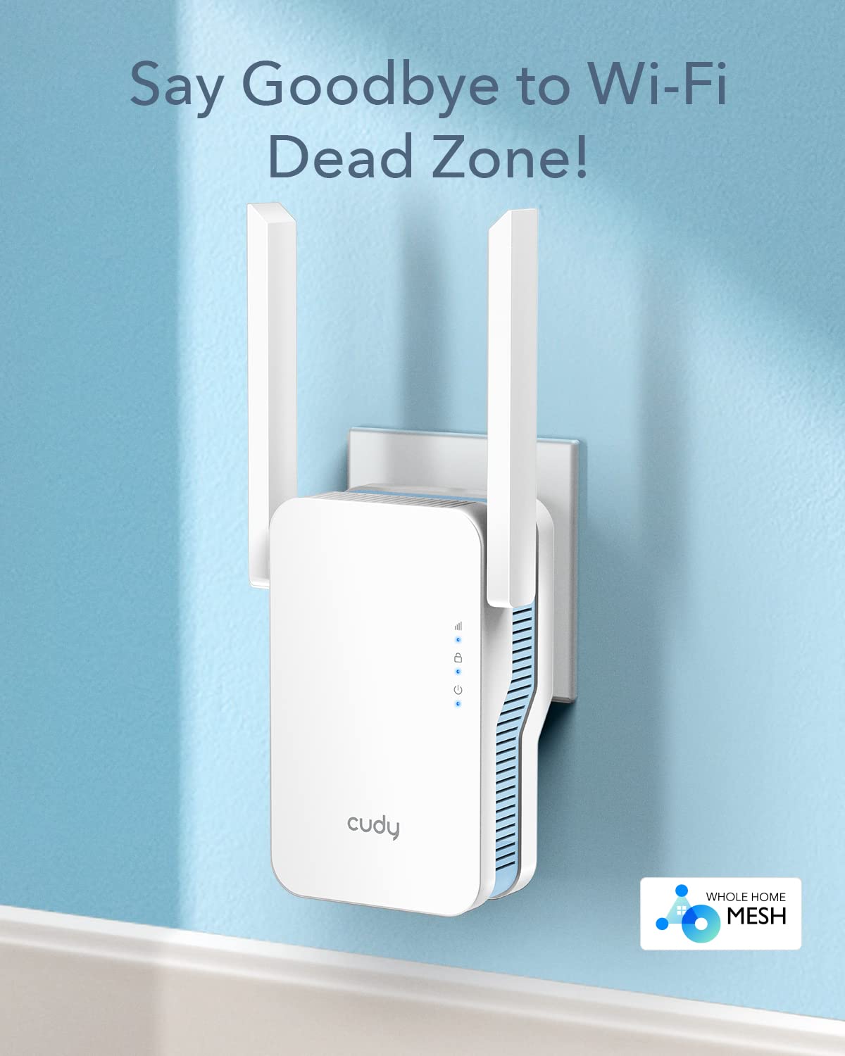 Cudy AC1200 WiFi Extender, 1.2Gbps Home Signal Booster, Dual Band 5GHz/2.4GHz, Covers up to 1500 Sq.ft and 30 Devices, AP Mode, Mesh Supported, RE1200