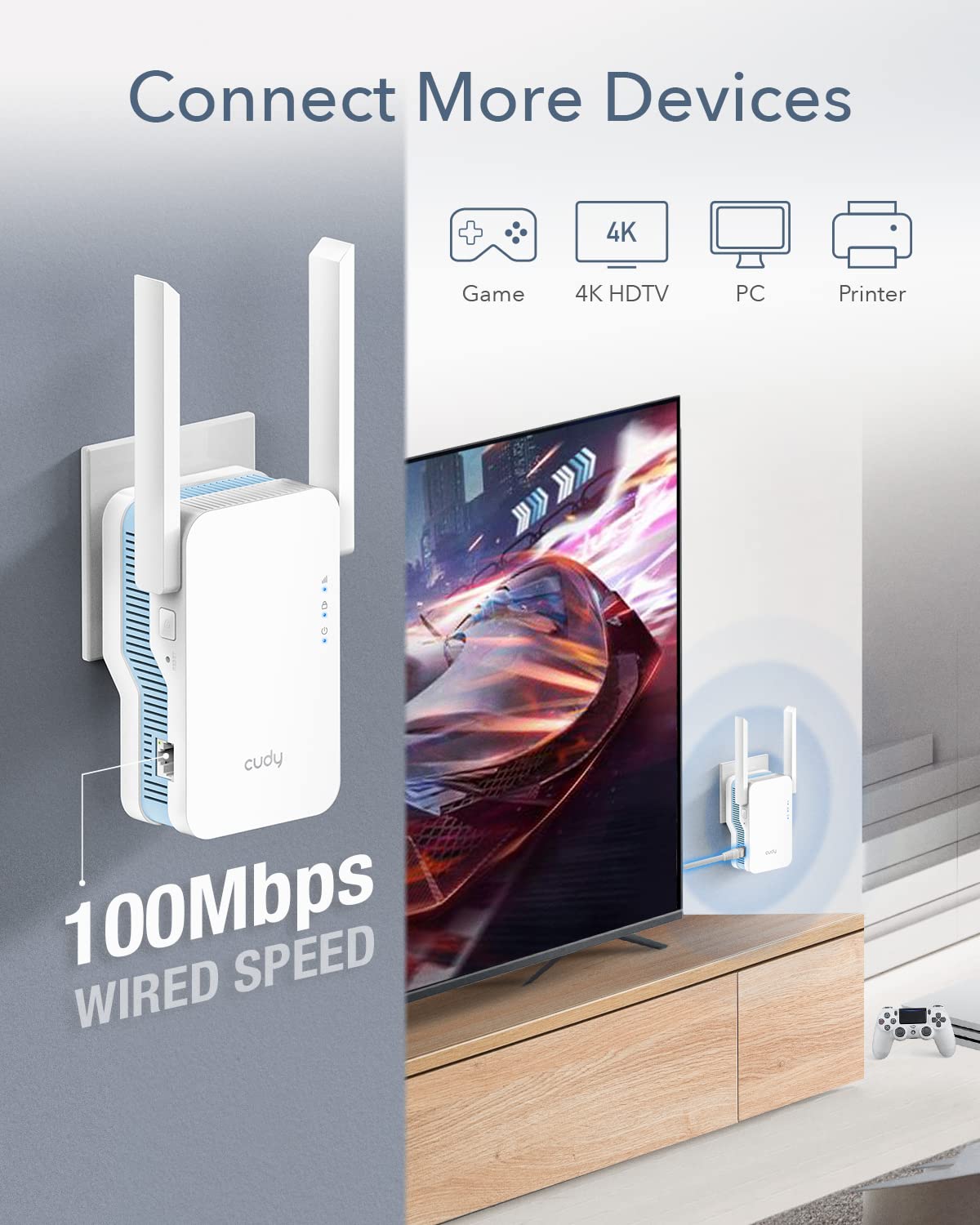 Cudy AC1200 WiFi Extender, 1.2Gbps Home Signal Booster, Dual Band 5GHz/2.4GHz, Covers up to 1500 Sq.ft and 30 Devices, AP Mode, Mesh Supported, RE1200