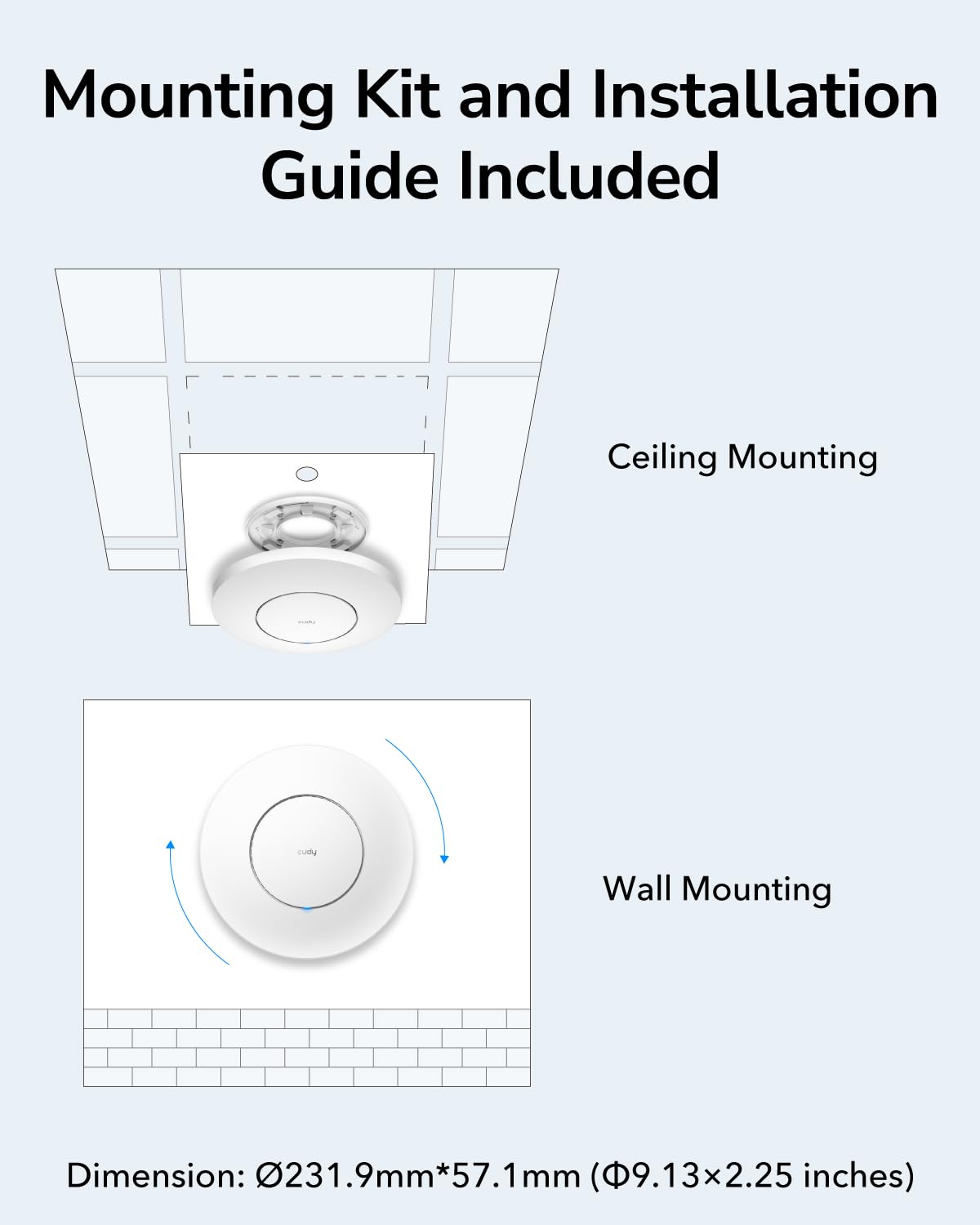 Cudy AX3000 2.5G WiFi 6 Wireless Access Point, 2.5Gbps RJ45, Business WiFi Solution, Mesh Support, Seamless Roaming & MU-MIMO, PoE or DC Powered, AP3000