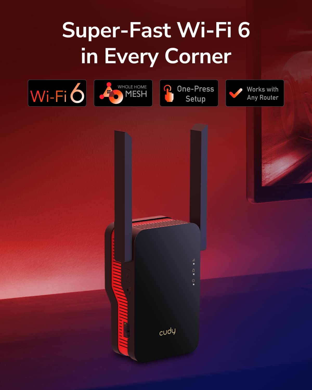 Cudy AX3000 Dual Band Wi-Fi 6 Extender, WiFi 6 Repeater Coverage up to 3000 Sq.Ft. and 70 Devices, 802.11ax, 160MHz, MU-MIMO, Beamforming, OFDMA, WPA3