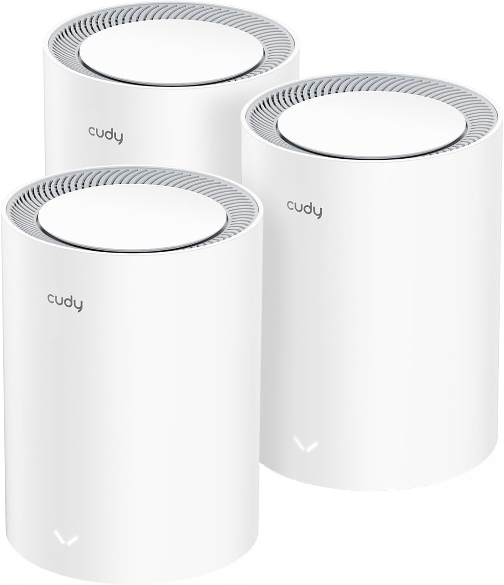 Cudy Dual Band BE3600 WiFi 7 Wi-Fi Mesh System, 3.6 Gbps 160 Mhz, Coverage up to 7000 Sq.ft, 3 Gigabit Ports, Multi-VPN Compatible, Cudy APP Control(M3600 3-Pack)