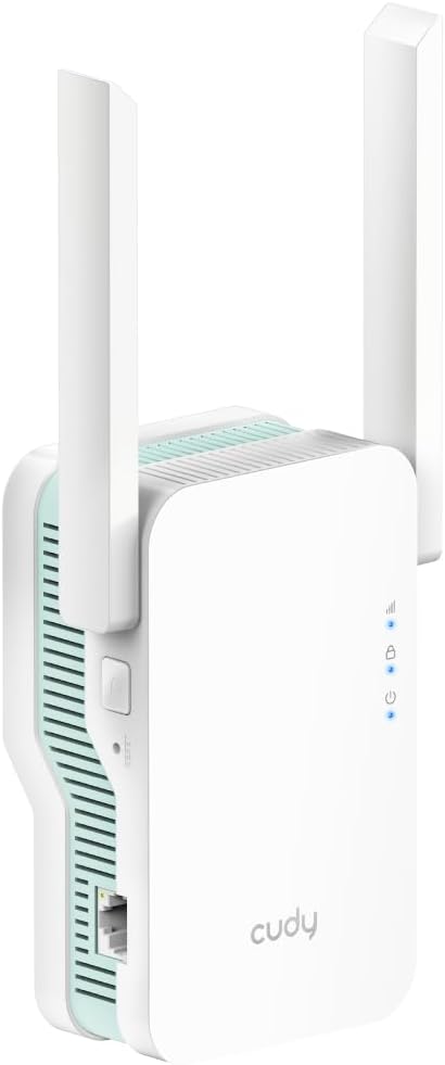 Cudy RE1500 AX1500 WiFi 6 Range Extender Dual Band 2.4G 5G Wireless Booster with Mesh Support WPS Button 10/100Mbps Ethernet Port Works with Any Router