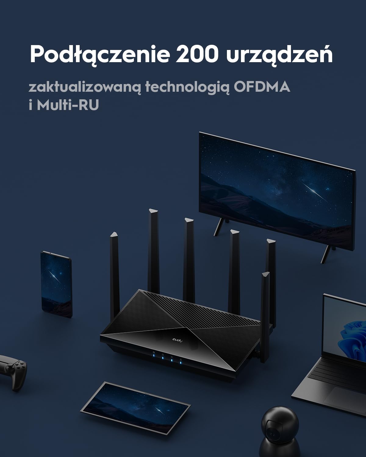 Cudy Tri-Band WiFi 7 BE11000 Router, 6-Stream 10 Gbps, 4 × 2.5G Ports, Up to 11000Mbps, VPN Server and Client, Cudy APP and Mesh, 6 × High-gain Antennas, WR11000