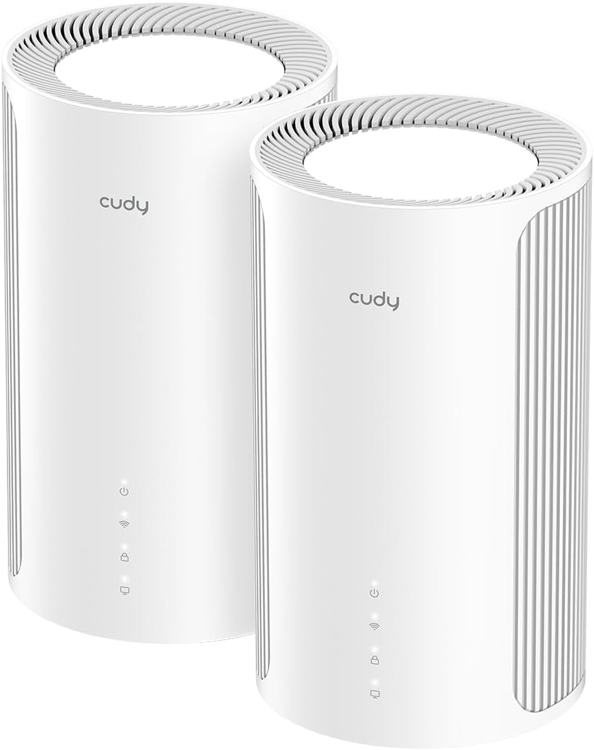 Cudy Tri-Band WiFi 7 BE11000 Whole Home Mesh System, 6-Stream 10 Gbps, 4 × 2.5G Ports, MU-MIMO, Multi-VPN, Cudy APP, Smart Internal Antennas, M11000 2-Pack
