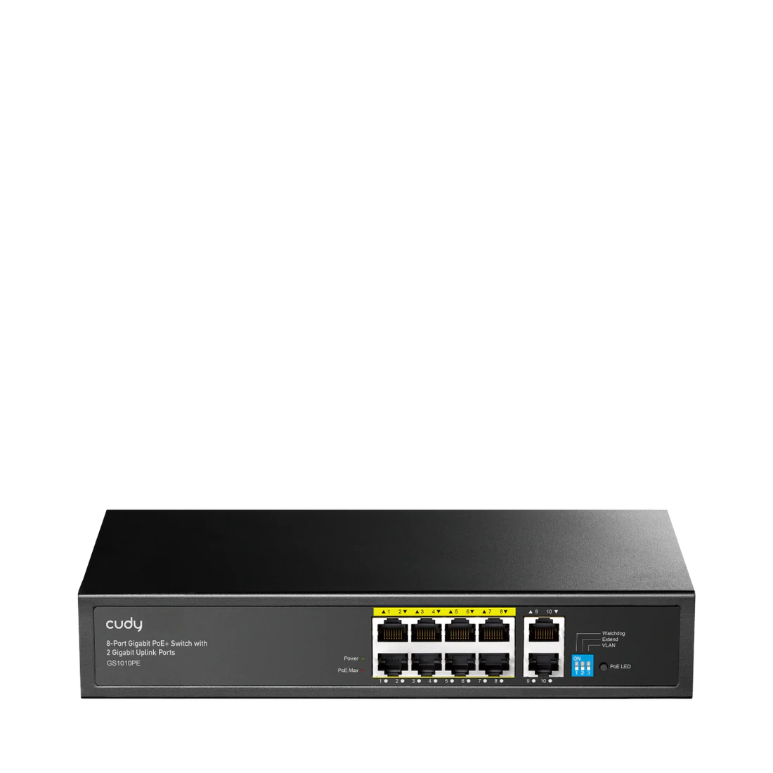 8-Port Gigabit PoE+ Switch with 2 Gigabit Uplink Port,GS1010PE 2.0