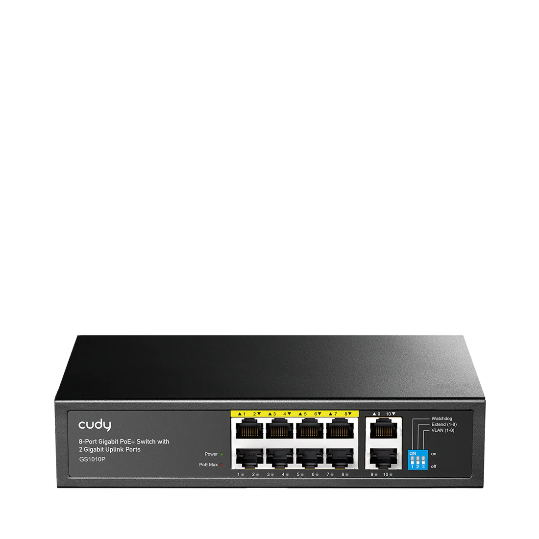 8-Port Gigabit PoE+ Switch with 2 Gigabit Uplink Ports,GS1010P 3.0